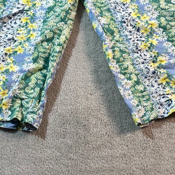 Loft Pants Women's Medium Green Floral Print Wide Leg Cropped Bohemian Fairy - Picture 3 of 11